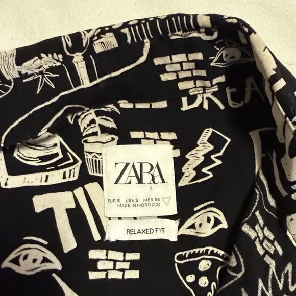 Zara Black and White Graphic Shirt - Picture 3 of 5
